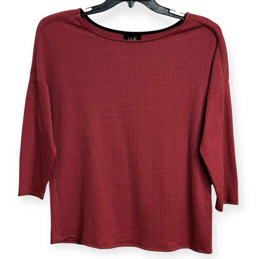 Anthropologie Ribbed Boatneck Top in Burgundy